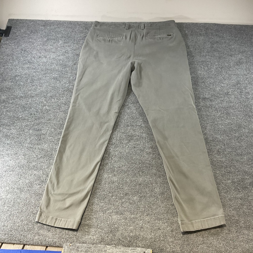 Mens Straight Leg Chino Pants Olive Green Gray Flat Front Trousers Size 38x31